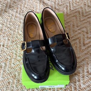 Sam Edelman Black Loafers with Gold Accent